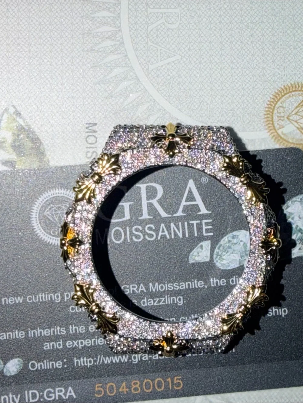 G-Shock Pink Crystal Pave Bezel with Gold Floral Accents